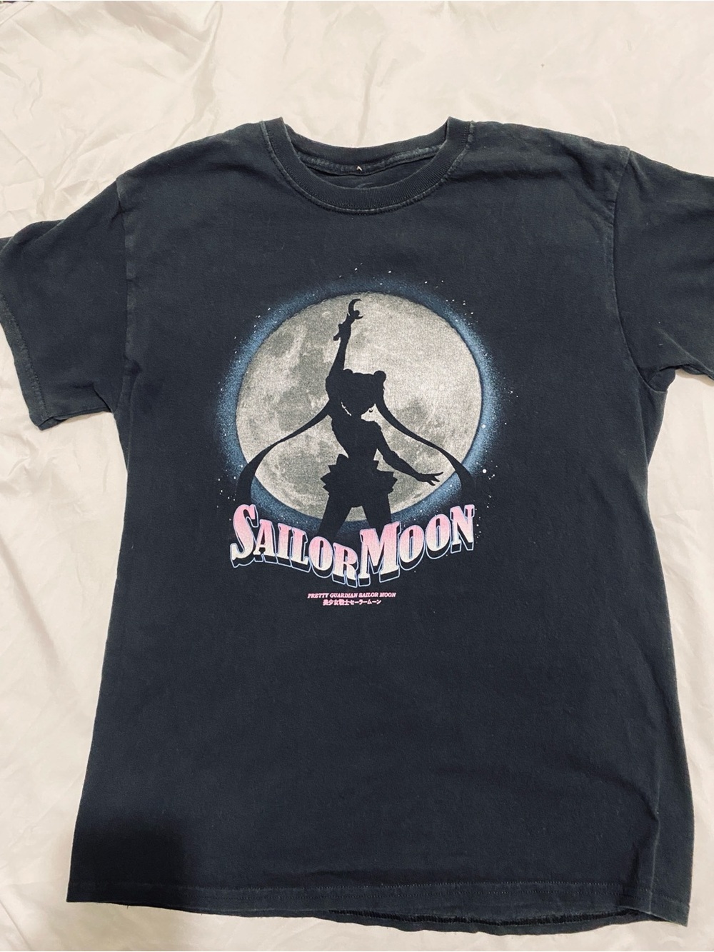 Sailor Moon Pretty Guardian Graphic Print Black T-Shirt Crew Neck Short Sleeve M